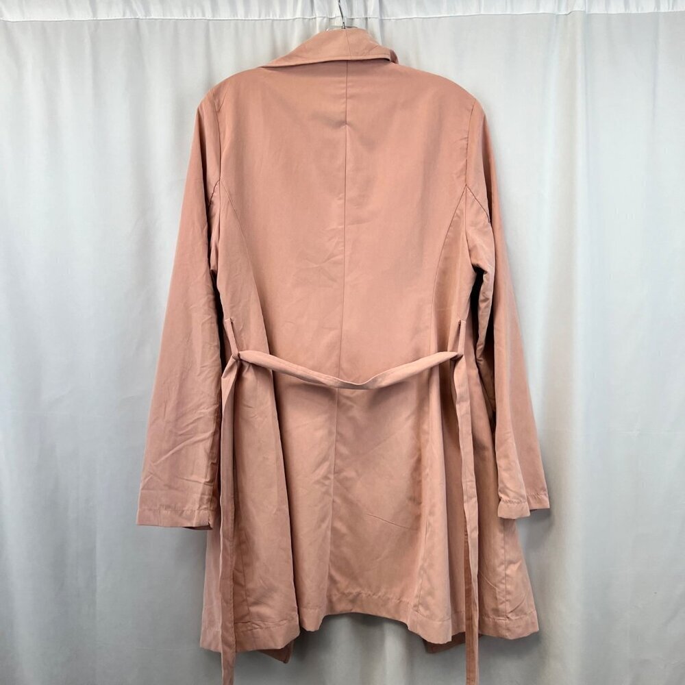 Love Tree Lightweight Wrap Coat Belted Pink Size Large Pockets - Picture 6 of 8